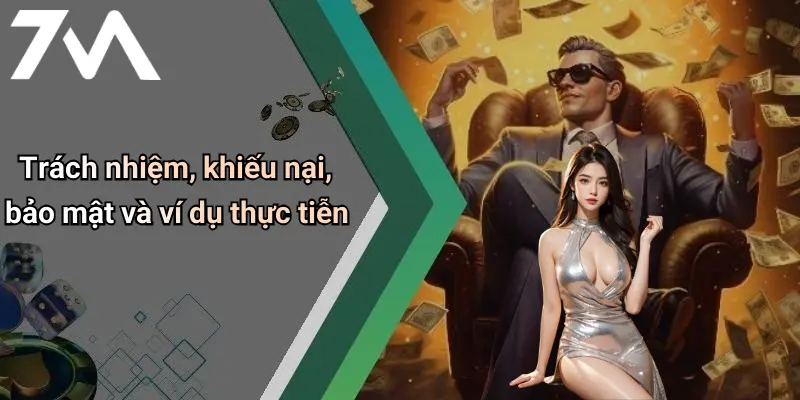 Trách nhiệm, khiếu nại, bảo mật và ví dụ thực tiễn