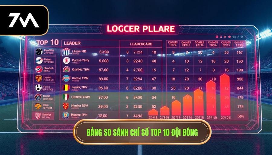 Bảng tổng hợp so sánh chỉ số Top 10 đội bóng